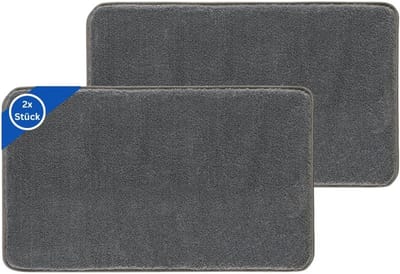 Antislip Badkamertapijt Set - Wasbaar, Hoge Kwaliteit, 50 x 80 cm, Antraciet, 2 Stuks