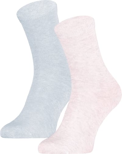 Katoenen kindersokken effen – L Blue Mel Offwhite Mel – 23-26