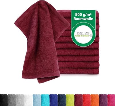 Dailygoods- Zeepdoekjes 10 Stuks - 100 Katoen - 30x30 cm - Bordeaux