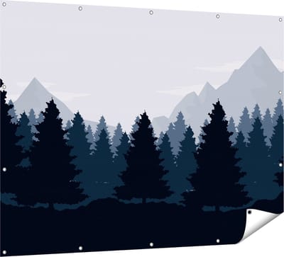Gards Tuinposter Bos met Bomen Illustratie - Abstract - 160x120 cm - Tuindoek - Tuindecoratie - Wanddecoratie buiten - Tuinschilderij