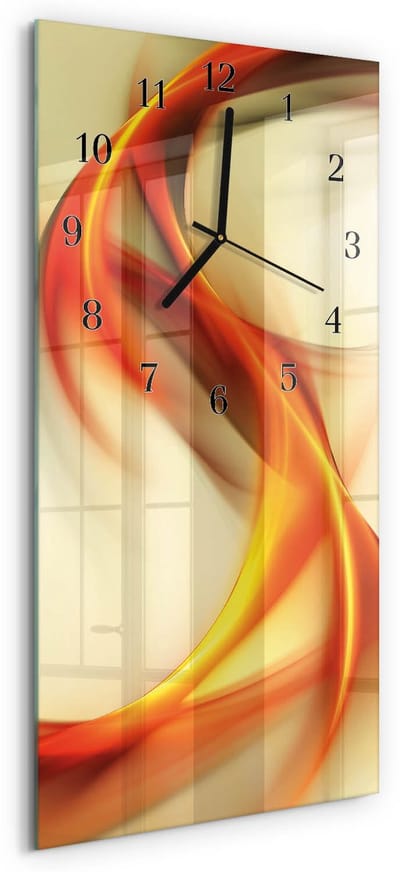 Tulup Wandklok - Abstractie Moderne Glazen Wandklok - 30x60 cm - Veelkleurig Wandklok Glas Met Motief - Zwarte Handen - Rechthoekige Wandklok - Decoratieve Glazen Klok - Glazen Wandklok Design