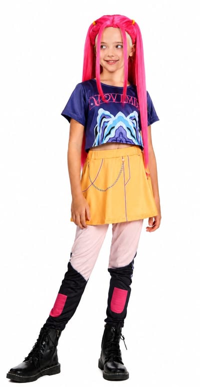 Joya Kids® K-pop Stijl Meisjes Verkleedset | Geïnspireerd op de Demonenjagers Helden | Verkleed Kostuum voor Kinderen | Verkleedkleding voor Carnaval & Halloween | Stoere Outfit Meisje | Maat 110 - 120 | 4-6 Jaar | Small