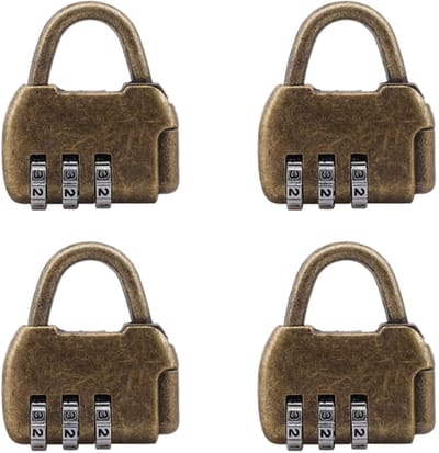 4 Stuks - Slot - Hangslotje - Cijferslot - Kofferslot 3-Cijferig - Voor binnen en buiten - 42.3*36mm - bronzen - metaal