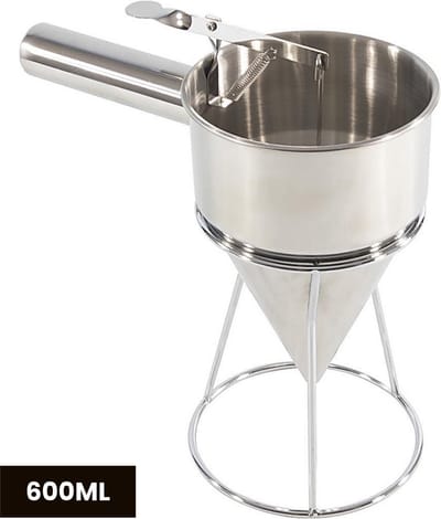 ZoeZo Beslag dispenser RVS - Deeg Dispenser - Giettrechter voor Beslag, Cupcakes, Pannenkoeken en Muffins - Vaatwasserbestendig - Batter - Dosering - Ø13x20 cm