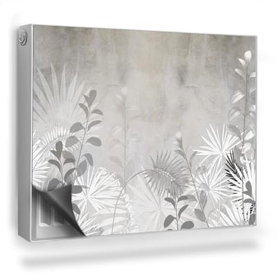 Wallfluent Magnetische Radiatorfolie - Radiator Afdekmat - 80x60 cm - Betonnen Structuur Delicate Boho Vegetatie - Magnetische Radiator Folie 1Mm Dik - Grijs Behangplanten Radiator Folie Magnetisch