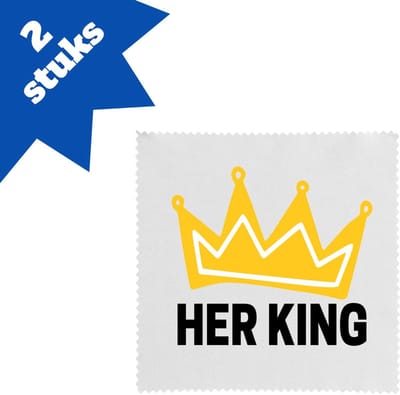 Akyol - her king brillendoekjes - Verjaardag - haar - hem - grappige tekst - 17,8 bij 17,8 cm - 2 stuks
