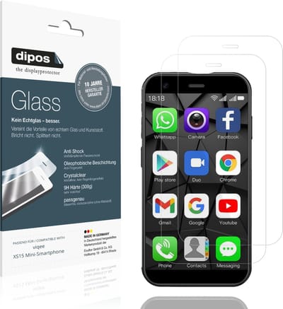 dipos – 2x Pantserfolie geschikt voor viqee XS15 Mini-Smartphone | 9H Screenprotector