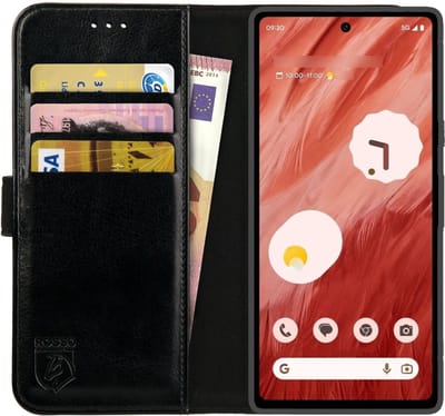 Rosso Element Book Case Wallet Hoesje Geschikt voor Google Pixel 7a | Portemonnee | 3 Pasjes | Magneetsluiting | Stand Functie | Zwart