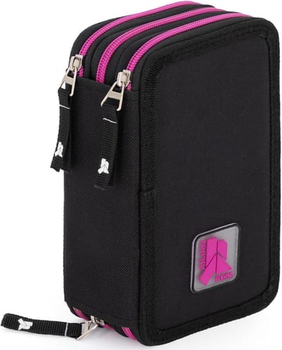 Gevuld etui - Tekenset school - Basisschool benodigdheden - Drievoudig georganiseerd - 20x12x7 cm - Zwart Fuchsia