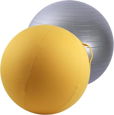 Zitbalhoes - Yogabal Cover - Ergonomisch Zitten - Ademende Katoenmix - 65 cm - Goudgeel