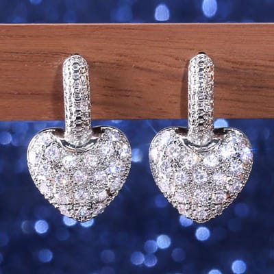 Boucles d'oreilles pendantes en argent sterling en forme de cœur avec zircone cubique pour mariage, pour femmes, Amour Éternel, Accessoires de fiançailles, Bijoux de mode gray