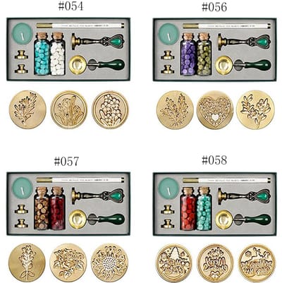 Candala Wax Seal Set, Sealing Wax Kit, Wax Seal Kit Retro Creative Sealing Wax Stamp Maker Gift Box Set met 3 Messing Kleur Vervangbare Stempel Hoofden, Moederdag & Verjaardag Gift Box #56