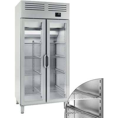 GGM Gastro Kühlschrank Edelstahl Premium PLUS - GN 1/1 - 745 Liter - mit 2 Glastüren Zilver