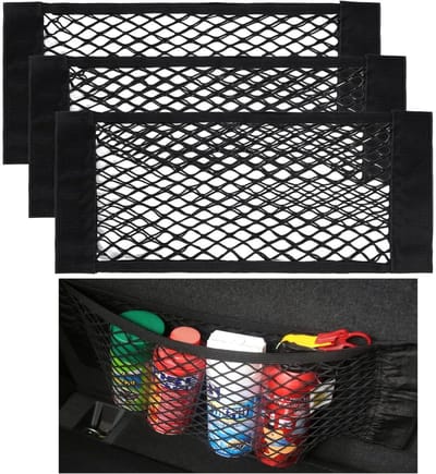TOVBMUP Sterke stretch mesh tassen - Kofferbaknet tassen - Uitschuifbaar bagagenet - Elastische randen houden de lading stevig vast - Universeel opbergnet voor in de auto - Geschikt voor GM auto's, SUV's - 4 stuks - 40x25cm