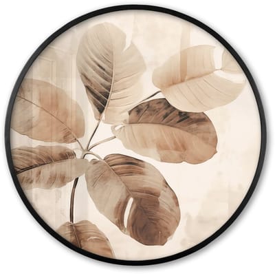 Poster in lijst Rond - Fotolijst 60x60 cm - Posters - Gedroogde plant - Natuur - Bruin - Planten - Ronde posterlijst zwart - Decoratie - Wanddecoratie woonkamer - Muurdecoratie slaapkamer