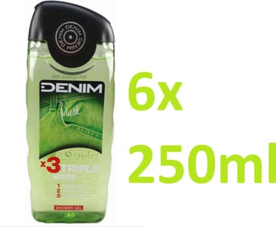 Denim Musk Douchegel voor mannen - 6 x 250 ml voordeelverpakking