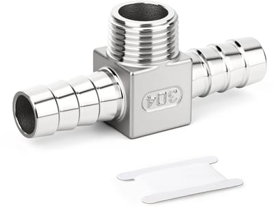 Dailygoods- Elleboogfitting 304 Roestvrij Staal - 1/2" BSP Mannelijk x 12 mm Getand - 90 Graden Connector - Slangklem - Duurzaam en Corrosiebestendig - Slangnippel