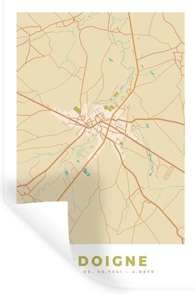 Muurstickers - Sticker Folie - Stadskaart - Plattegrond - België - Kaart - Jodoigne - 20x30 cm - Plakfolie - Muurstickers Kinderkamer - Zelfklevend Behang - Zelfklevend behangpapier - Stickerfolie