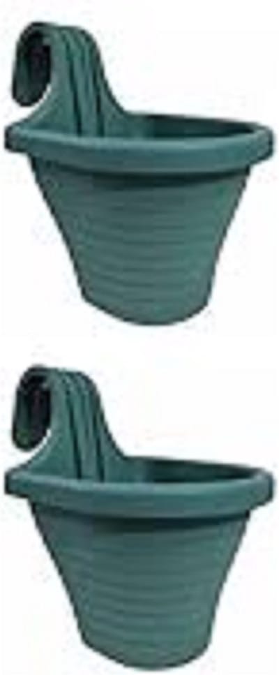 1+1 groene balkonbakken met haken - bloempotten met drainage - gerecycleerde plantenbak om te hangen - bloembakken groen