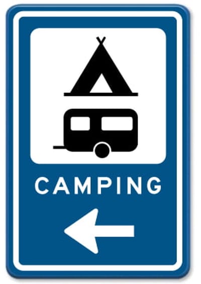 Bord Camping pijl links - Weerbestendig Aluminium - 40x60 cm - Bevestiging: Zonder bevestiging (alleen het bord)