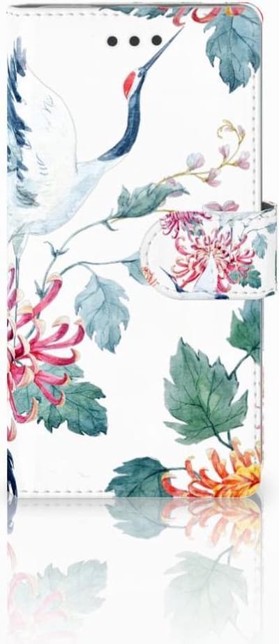 Huawei Ascend P8 Lite Telefoonhoesje met Pasjes Bird Flowers
