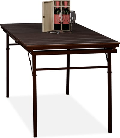 tuintafel inklapbaar - uitschuifbaar 166-215 cm - kunststof - staal - 8 personen - bruin