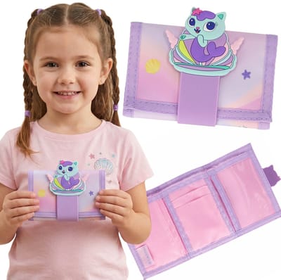 Gabby's Dollhouse MerCat Portemonnee voor meisjes, penningzakje met klittenbandsluiting 8x12x2 cm