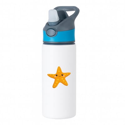 Hacebo® - zeester waterfles met rietje blauw - Vis - Dieren liefhebbers - Zeedieren - zeesterren - water fles - 650ML