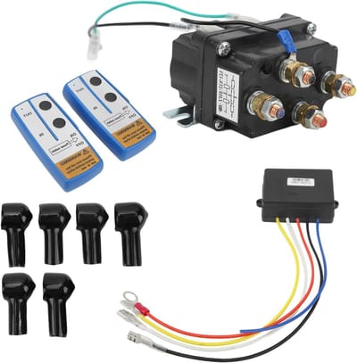 Elektrische lier relais 250A 12V voor ATV en UTV, geschikt voor 2000lb-5000lb lieren, metalen constructie, zwart gecoat