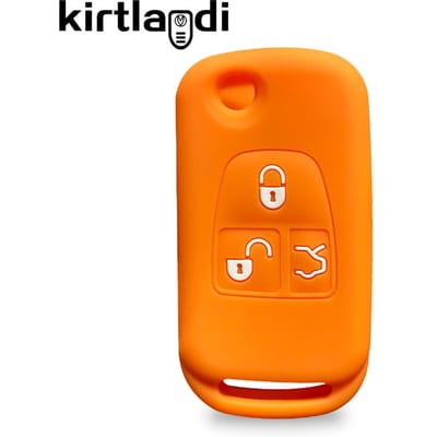 Siliconen Hoes Sleutelhoes Afstandsbedieningsschaal voor Mercedes Benz W163 W168 A170 W140 ML320 S280 SLK voor Dodge Sprinter Houder Sleutelhanger Dop orange