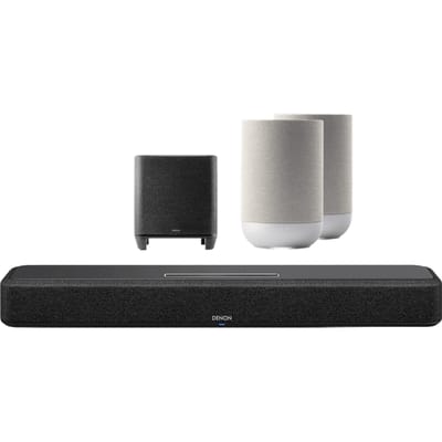 Denon Home Soundbar 550 + Denon Home subwoofer + Denon Home 200 Zilver (2x)
