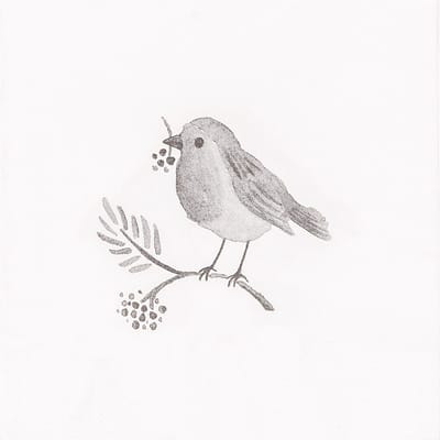 Clayre & Eef Servetten Papier Set van 20 33x33 cm Wit Papier Vogel