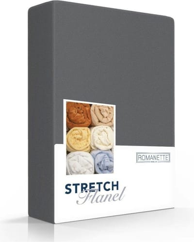 Romanette stretch flanel hoeslaken - Antraciet - 2-persoons (140/150x200/220 cm)