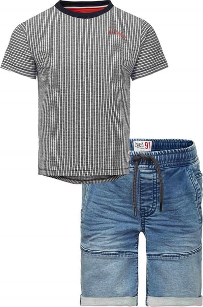 Noppies - Kledingset - 2DELIG - Broek Jeans Glasgow - Shirt Genoa Naval Academy - Maat 128