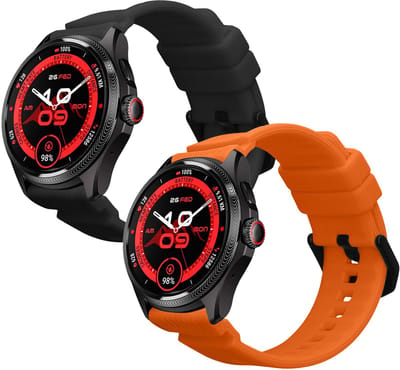 kwmobile 2x horlogebandjes geschikt voor Ticwatch Pro 5 Enduro / Pro 5 / Atlas / iTouch Air 3 bandje - Smartwatch bandjes van TPU - Activity tracker horloge band in zwart / oranje