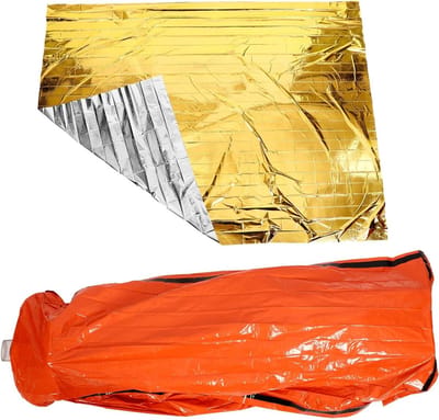 Nooddeken Set - Overlevingsdeken Thermisch - Buiten Kamperen - Isolerend Aluminiumfolie - 240x150 cm - Zilverkleurig