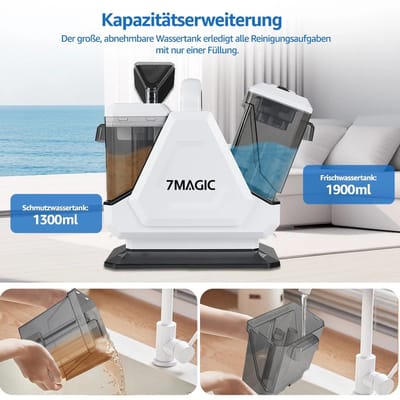 Seth Select Tapijt- en Bekledingsreiniger – Vlekkenreiniger - Tapijtreiniger machine - 16 kPa Krachtige Zuigkracht – Draagbare Vlekkenreiniger met Watertanks 1300 ml / 1900 ml