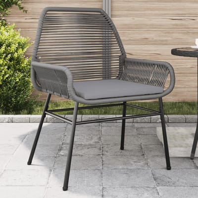 Tuinstoelen met kussens - Buitenstoelen Polyrotan - Buiten Ontspannen - Gevoerde Kussens - 57 x 60 x 86 cm - Grijs