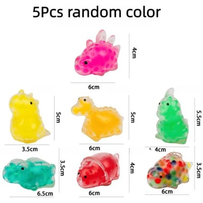 5 Stuks Kleurrijke Mini Dier Knijp Muziek Cartoon Dinosaurus Knijp Loslaat Stress Ballen Verjaardagsfeest Festival Bedankjes Cadeaus Decor yellow