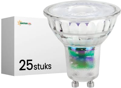 Spectrum LED Lamp GU10 - 2.5W - 230V - 460 Lumen - 3000K Warm Wit - Ø50mm - Voor Werkverlichting, Spiegelkast of Garage - 25 stuks