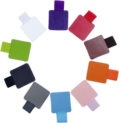10-Pack Pen Loops - Kleurige Penringen, Zelfklevende Leren Penhouders, Elastische Penhouders voor Bureau, Kantoor, Thuis en Koelkast