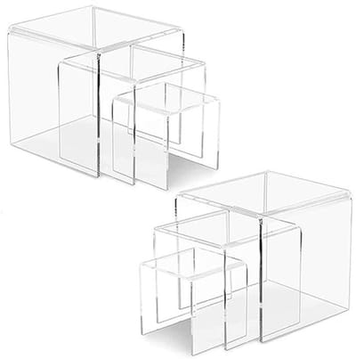Kubische standaard voor sieraden en kunst - 6 stuks transparante acryl klimboxen