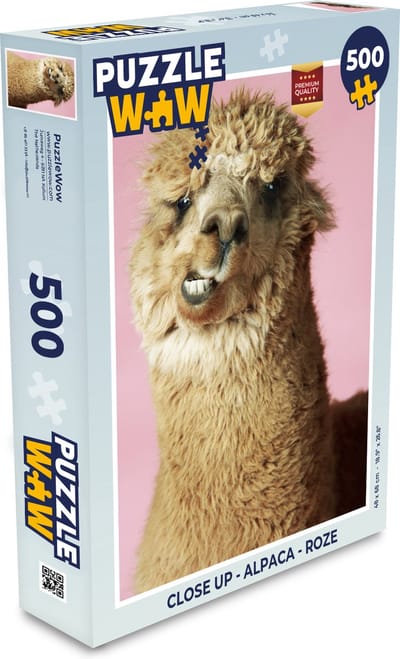 Puzzel Close up - Alpaca - Roze - Legpuzzel - Puzzel 500 stukjes
