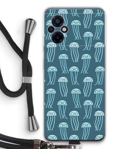 Case Company® - Hoesje met koord geschikt voor Xiaomi Poco M5 hoesje met Koord - Kwallie - Telefoonhoesje met Zwart Koord - Bescherming aan alle Kanten en Over de Schermrand