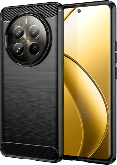Hoesje geschikt voor Realme 12 Pro/12 Pro Plus - Techsuit Carbon Silicone Back Cover - Zwart