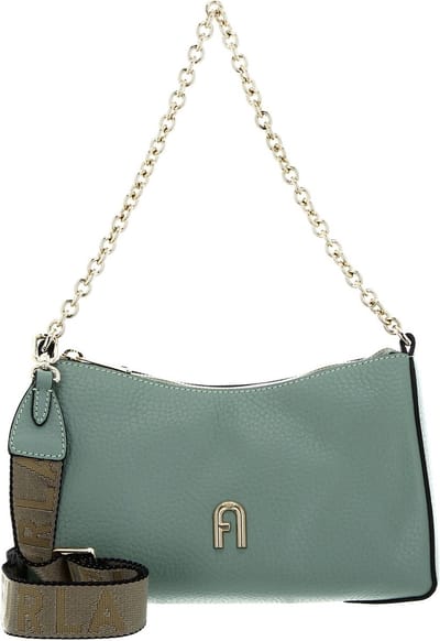 FURLA Leren Handtas Schoudertas Primula Mini Crossbody Doub Mineral Green + Metal Taupe Mintgroen