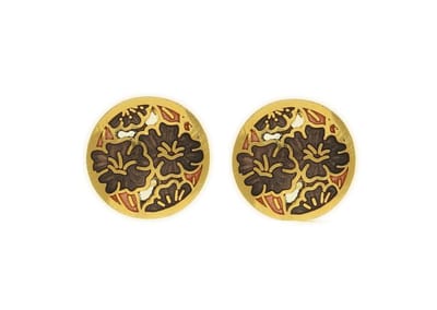 Behave - Ronde oorsteker bloemen paarse kleur - Goudkleur - Modeaccessoire