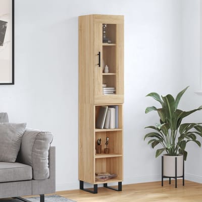 vidaXL - Hoge - kast - 34,5x34x180 - cm - bewerkt - hout - sonoma - eikenkleurig