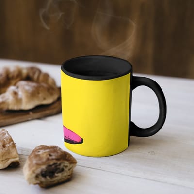 Magische Mok - Foto op Warmte Mokken - Koffiemok - Banaan - Grafisch - Geel - Magic Mok - Beker - 350 ML - Theemok