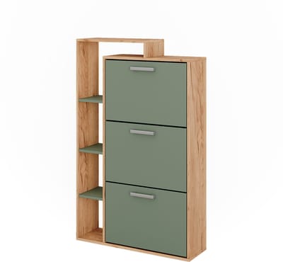 Vicco Orlando Schoenenkantelaar – 80 x 128.3 cm met 3 compartimenten Goldkraft eik/groen